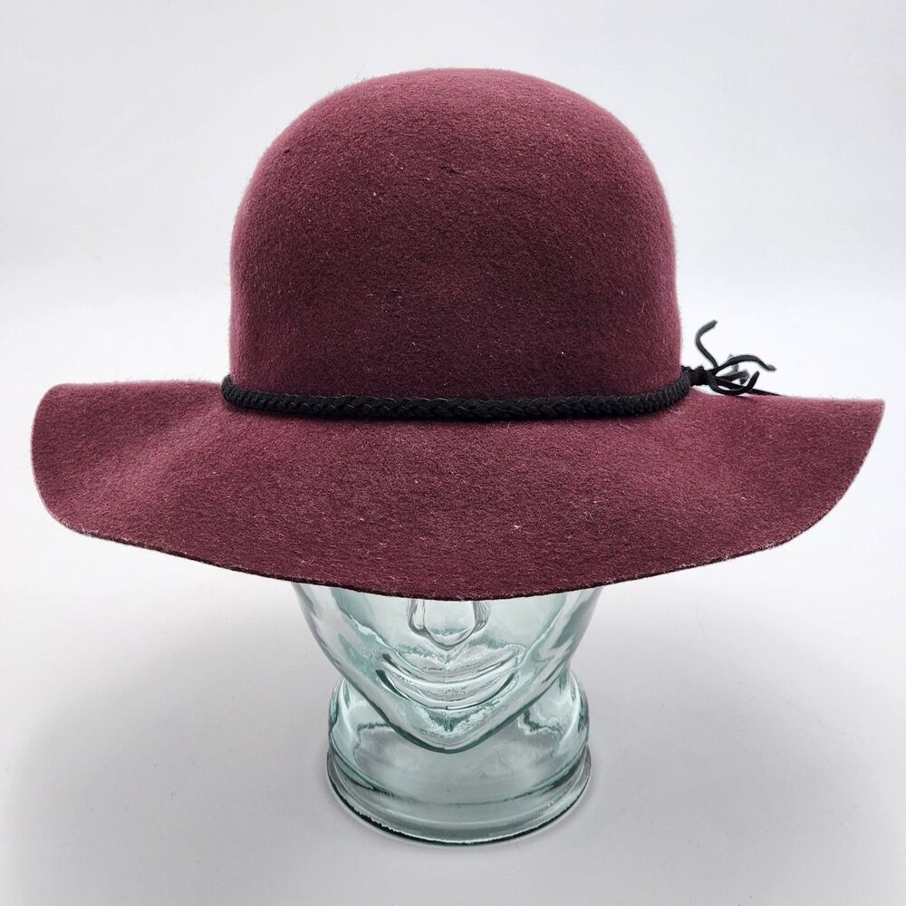 American Eagle Wool Red Braided Band Boho Floppy Hat